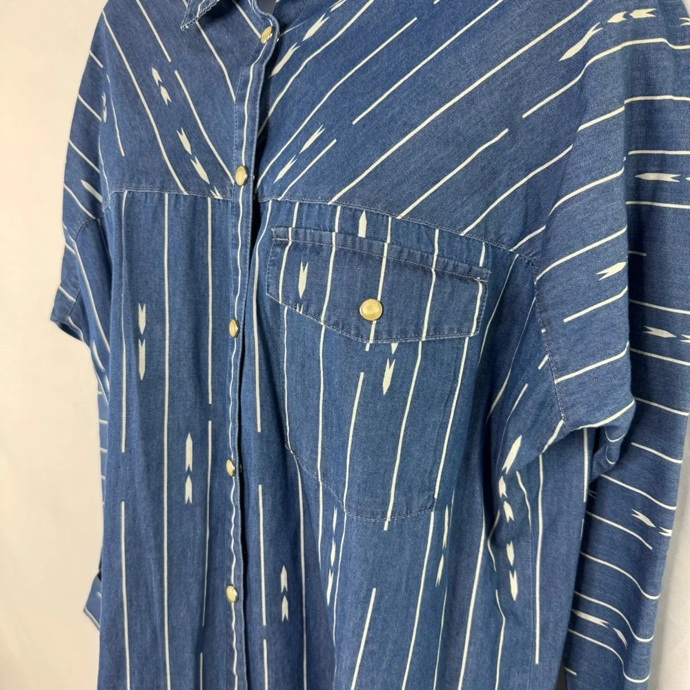 Pendleton Indigo and White Long Tunic Western Flare Pearl Snap New Medium